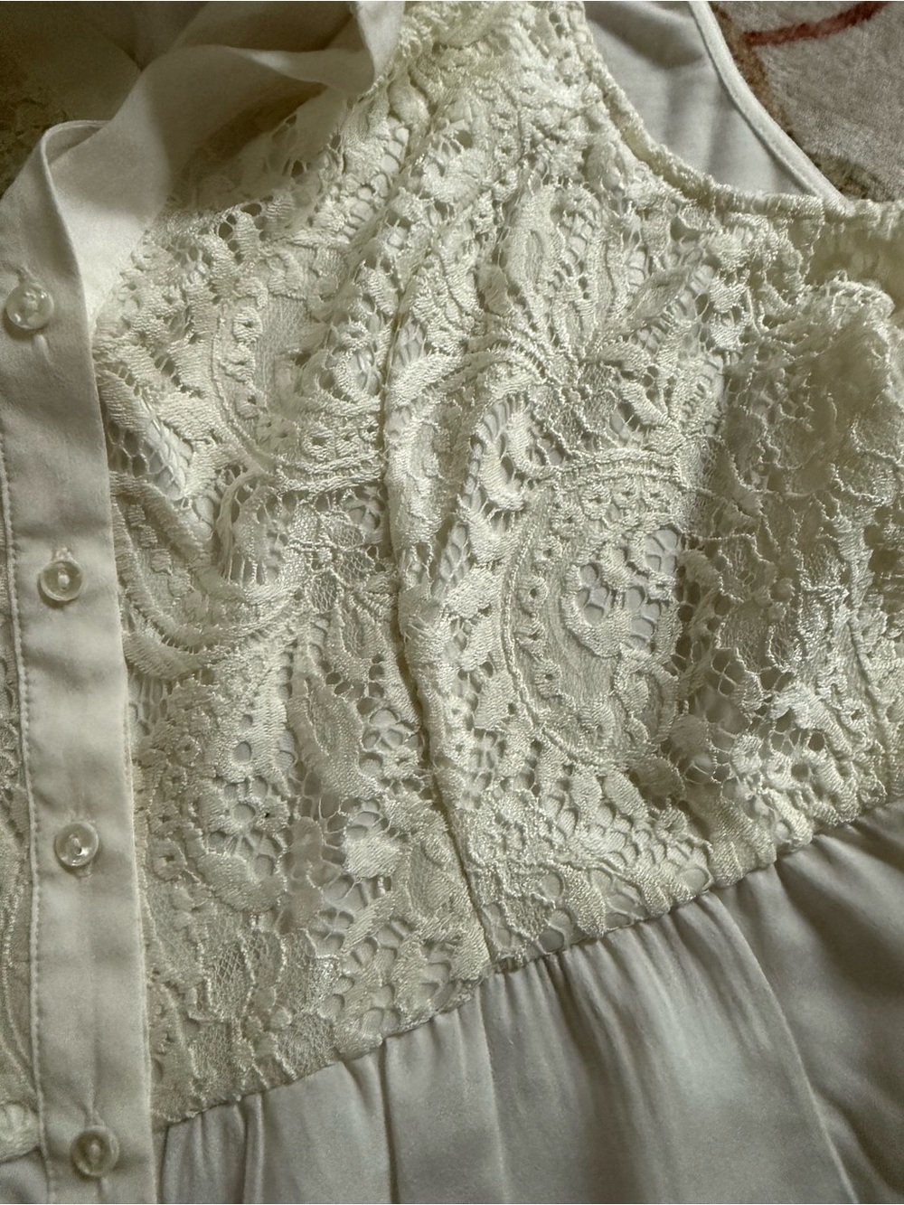 Studio Y Ivory Lace & Chiffon Sleeveless Peplum Top - Picture 3 of 4